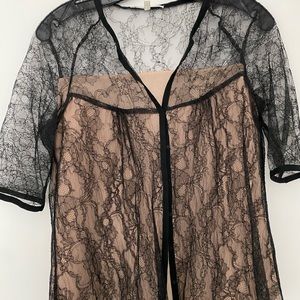 Black lace short sleeve blouse